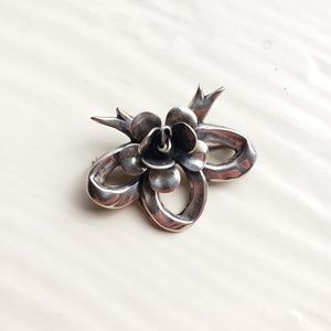 Sterling Silver Rose Brooch